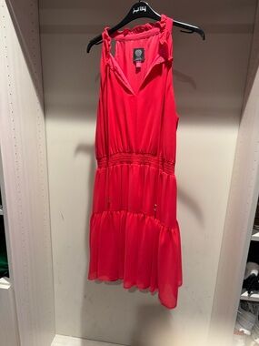 Vince Camuto Bright Pink Ruffle  Tiered Dress